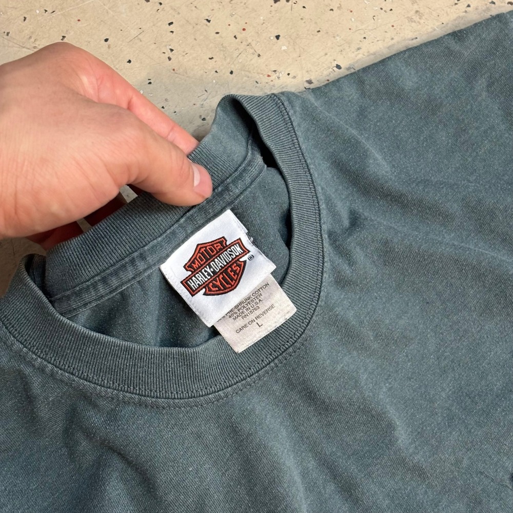 Vintage 2000s Harley-Davidson Green 105th Anniversary Pocket T-Shirt Size Large - Picture 3 of 7